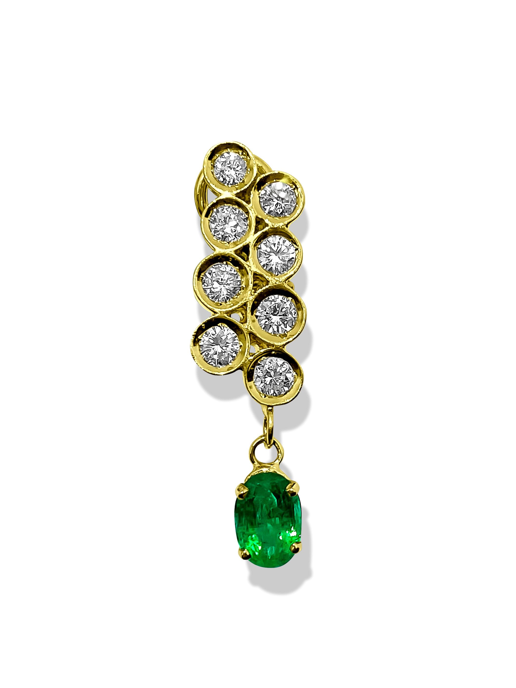 Womens 3.50ct Diamond & Emerald Dangle Earrings